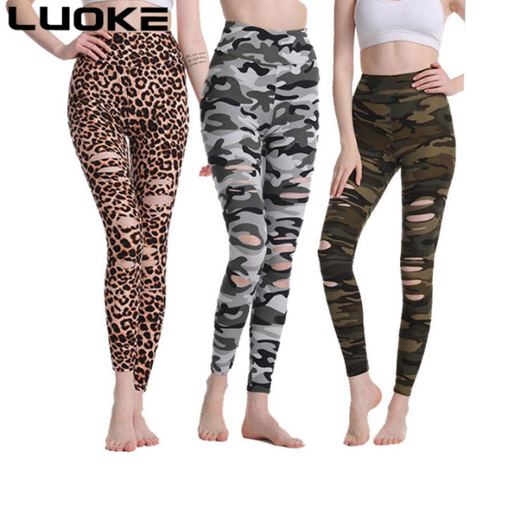 luokeผู้หญิงsport-camouflageกางเกงขายาวกางเกงโยคะแฟชั่นกีฬาสวมใส่ทุกวันความยืดหยุ่นที่ดีหน้าท้องลดน้ำหนัก