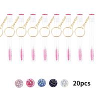 20pcs Mascara Wand Tube Diamond Keychain Tube Replaceable Lash Spoolies Brush Disposable Eyelash Extension Brushes Makeup Tool