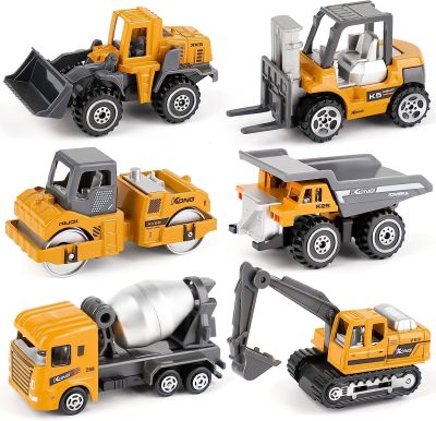 Kid Diecast Metal Cars Engineering Vehicles Set,Construction Toys For Boys 3 Year Olds Sand Pit Play (6Pcs Set)