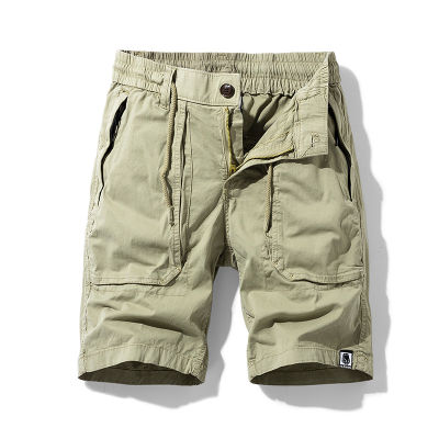 New Summer Casual Cotton Cargo Shorts Men Safari Style Fashion Solid Zipper Pockets Knee Length Shorts Men 28-38