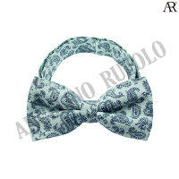 ANGELINO RUFOLO Bow Tie ผ้าไหมทอผสมคอตตอนคุณภาพเยี่ยม โบว์หูกระต่ายผู้ชาย ดีไซน์ Paisley สีเทอควอยซ์/สีน้ำตาลอ่อน/สีส้ม/สีกรมท่า