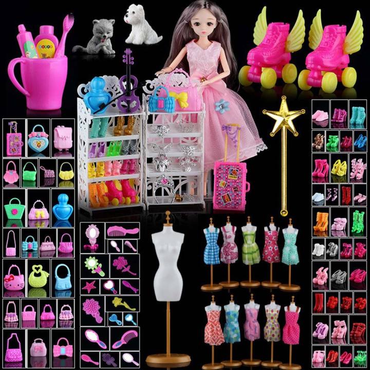10 Sets Doll Clothes Outfits Dress Shoes Bag And Accessories For Ba