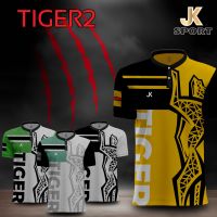 JK SPORT TIGER 2 เสื้อพิมพ์ลาย คอปก คอกลม คอจีน เสื้อแฟชั่น โปโลคอปก แขนสั้น ผ้าไมโครโพลีเอสเตอร์ ผ้านิ่มใส่บาย