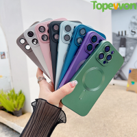 เคสซิลิโคนชาร์จไร้สายผิวด้านสำหรับ iPhone 14 13 12 11 Pro Max X XR XS MAX สำหรับ Magsafe กระจกแม่เหล็กที่ครอบกันกระแทก