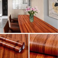 ☋ 3m/5m/10m Wood Grain Home Decor Furniture Waterproof Vinyl Wall Sticker Self Adhesive PVC Wallpaper Kitchen Cabinet Door Sticker