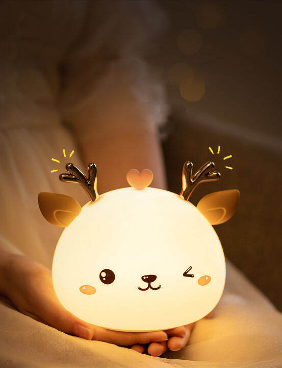 cute-led-night-light-silicone-touch-sensor-7-colors-deer-night-lamp-kids-baby-bedroom-desktop-decor-ornaments-batteryusb-charge