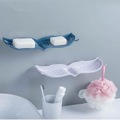 ☁ Soap Dish Plastic Soap Box Punch-free Strong Adhesive Soap Dish For Bathroom Drain Soap Holder Soap Box Portable Soap Dishes