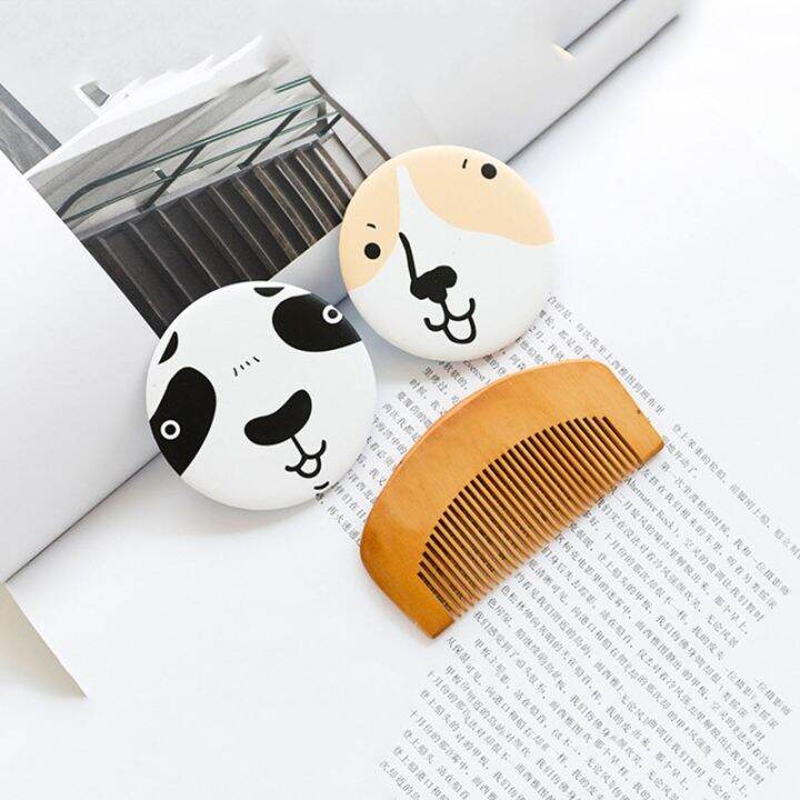 mini-cute-pattern-fashion-design-travel-portable-makeup-mirror-ladies-carry-on-pocket-cosmetic-mirror-with-small-wooden-comb-set-mirrors