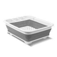 TPR Plastic Kitchen Easy Storage Basket Space Save Collapsible for Drying Dish Rack and Drainer with Cutlery Holder