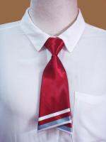 เนคไทสีแดง ลายริ้วที่ส่วนปลาย ยาว 22 ซม.ผ้ามันเงา Necktie