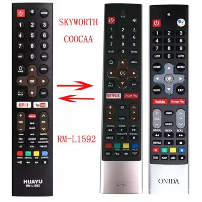 ใหม่สำหรับ Skyworth COOCAA HUAYU RM-L1592 Android Smart Remote พร้อม Netflix, YouTube และ Play