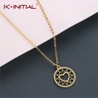 Kinitial Womens Heart Pendant amp; Necklace Stainless Steel Geometric Hollow Face HeartBeat Map Necklace Statement Chain Jewelry