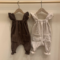 ฤดูใบไม้ร่วงเด็กวัยหัดเดินเด็กทารก Corduroy Romper Suspander Playsuit Jumpsuits สำหรับเด็กผู้หญิง Overalls