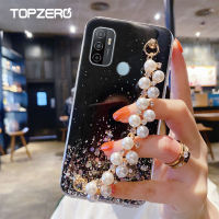 TOPZERO สำหรับ OPPO A94 A54 A55 A15 A15S A93 A53 A32 A33 A92 A52 A72 A92S A9 2020 Luxury Glitter Gradient Sequins เคสโทรศัพท์ Pearl สร้อยข้อมือ Soft ซิลิโคนสำหรับ OPPO A5 2020 A5S A7 A3S A5 a31 A91 F11 Pro Reno 5F Reno 4F Reno 4Z