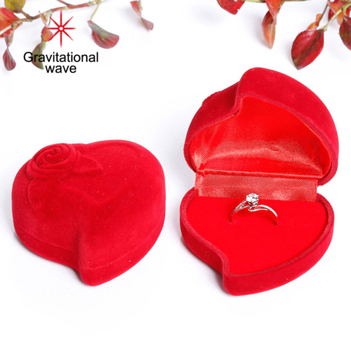 กล่องที่โชว์แหวนจัดงานแต่งงานคลื่นความโน้มถ่วงกล่องกุหลาบหัวใจรูปร่างจัดเก็บเครื่องประดับขอแต่งงาน