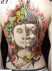 HCMHình xăm dán tattoo dương tiển kín lưng trắng đen 34x48cm tặng bắp tay  xinh 15x21cm  Lazadavn