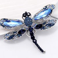 Blue Crystal Vintage Dragonfly Brooches for Women High Grade Fashion Insect Brooch Pins Coat Accessories Animal Jewelry Gifts