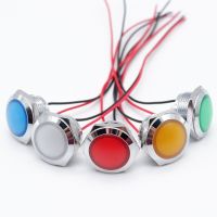 22mm Metal Indicator pilot Signal light lamp with line waterproof 12V 24V 110V 220v red blue green white led Brass Nickel Plated