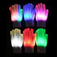 ∈ Halloween Party LED Gloves Neon Guantes Glowing Halloween Light Props Luminous Flashing Gloves Stage Costume Christmas Supplies