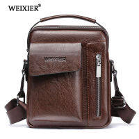 WEIXIER Solid Color Retro Style Mens PU Soft Material Classic Designer Simple Design Messenger Bag High Quality Messenger Bag