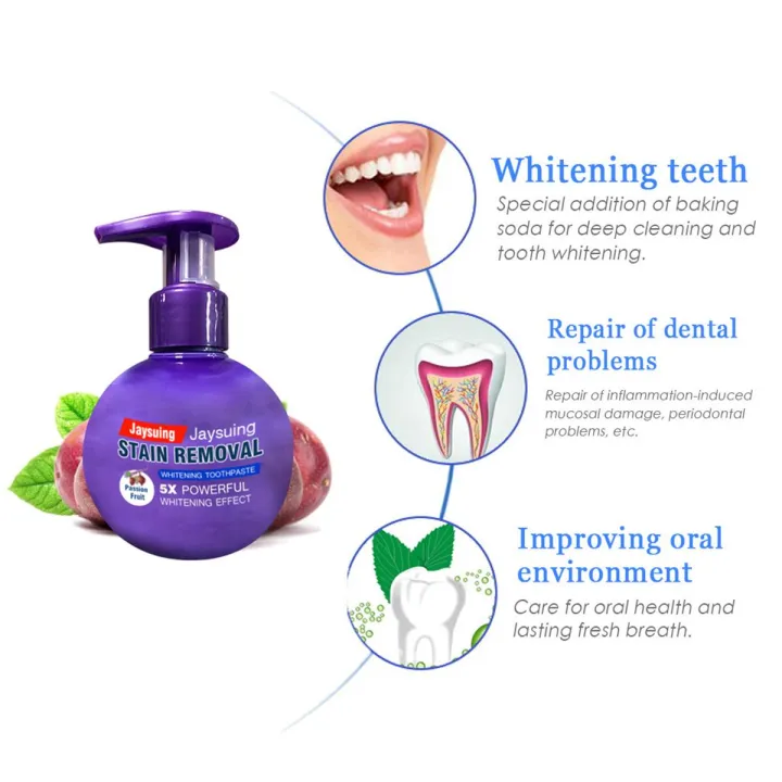 Jaysuing Stain Removal Whitening Toothpaste PASSION FRUIT (Violet