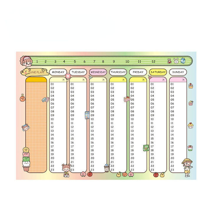 creative-น่ารักตารางเวลา-memo-pad-kawaii-การ์ตูน-weekly-planner-รายเดือน-daily-plan-journal-sticky-note-student-supply-yrrey