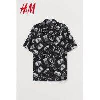 H&amp;m เสื้อเชิ้ตเรยอน ลายกรามวิสคอส Bob Marley