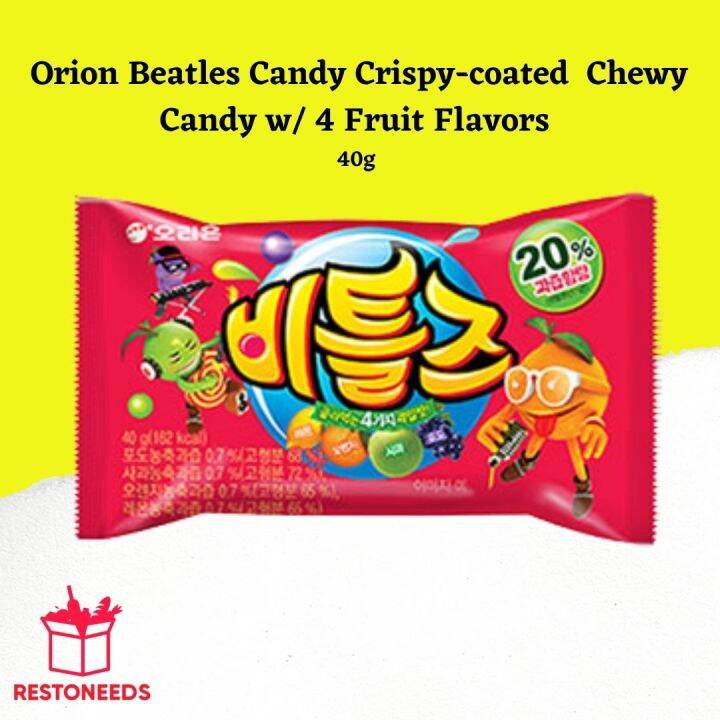 Orion Beatles Candy Crispy-coated Chewy Candy W  4 Fruit Flavors 40g 