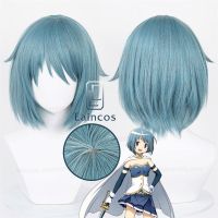 Peluca De Cosplay De อะนิเมะ Puella Magi Madoka Magica Miki Sayaka, Pelo Corto Azul Y Gris De 30Cm, Pelucas Sintéticas Resistes Calor