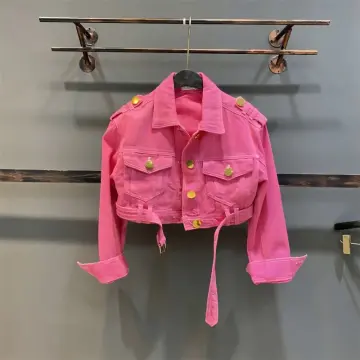 Girls denim sale jacket pink