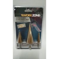 WORK ZONE ดอกเจดีย์ ดอกเจดีย์ ชุดดดอกสว่านเหล็กทรงกรวยเคลือบไทเทเนียม STEP DRILL SET เจาะขยาย 3pcs +