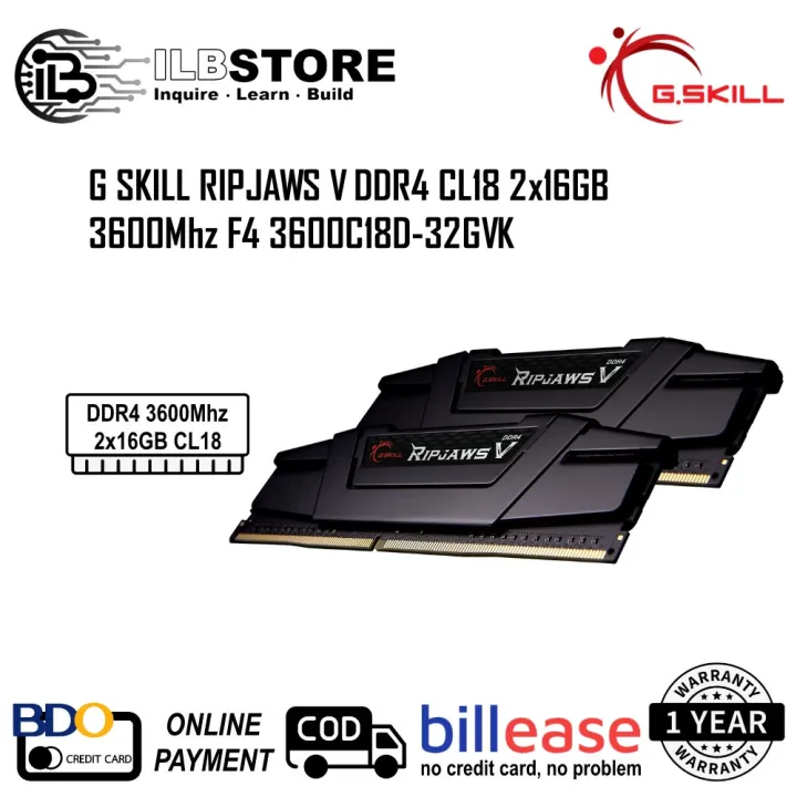 G SKILL RIPJAWS V DDR4 CL18 2x16GB 3600Mhz F4 3600C18D-32GVK | Lazada PH