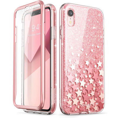 For iPhone XR Case 6.1" i-Blason Cosmo Series Full-Body Glitter Marble Bumper Case with Built-in Screen Protector For iPhone Xr