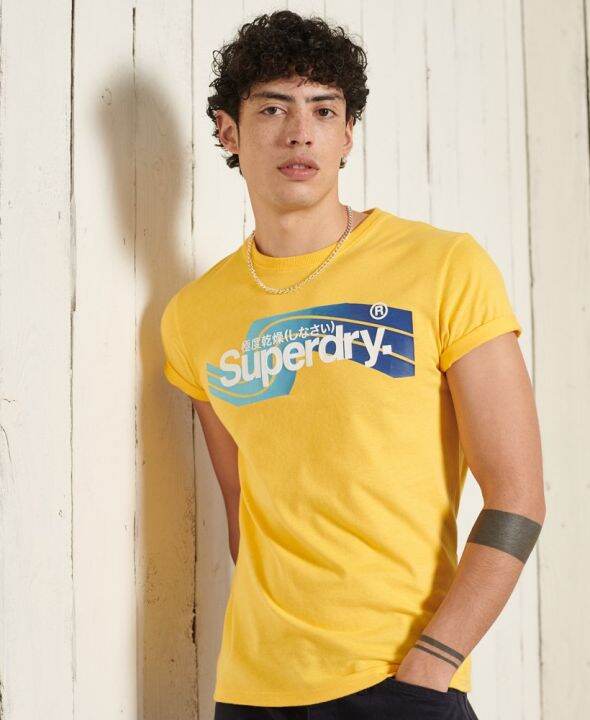 superdry-core-logo-cali-t-shirt-220-เสื้อยืด-สำหรับผู้ชาย-สี-springs-yellow