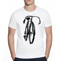 Vintage Classic Fixed Gear Bicycle Painting Artist Shirt Casual Popular Art Bicycle Men T-Shirts Old-School Short-Sleeve