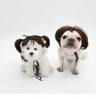 Dog Cat Elegant Hair Wig Cap Cosplay Headdresses Puppy French Bulldog Funny Clothing Costumes decoration for Halloween Christmas