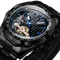 ZZOOI Forsining Flying Tourbillon Sport Watch for Men Mechanical Wristwatch Sub-dial Military Mens Watches Top Brand Luxury Steel Band