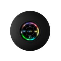 1Set Bathroom Audio Wireless Shower Speakers RGB Light Bluetooth Suction Cup Speaker Portable , Black