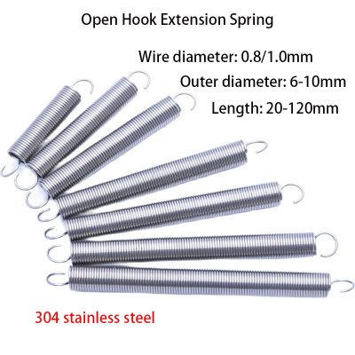S Hook 304 Stainless Steel Tension Spring Extension Coil Spring Pullback Spring Wire Diameter0.8/1.0mm Outer Diameter 6-10m Electrical Connectors