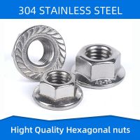 304 316 Stainless Steel Hexagon Flange Nut Hex Nuts with Cap Brim Anti-loose Anti-slide skid Nut M3 M4 M5 M6 M8 M10 M12 M16 M20 Nails  Screws Fastener