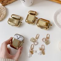 ใหม่สำหรับ AirPods 1 2เคสชุบทองหรูหราฝาครอบหูฟังไร้สายบลูทูธสำหรับ Airpods Pro Shell จี้ไข่มุก