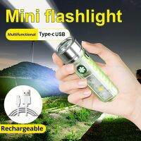 Mini Rechargeable LED Flashlight with UV + White + Red Sidelight  and Tail Magnet  Fluorescent Torch 6 Lighting Modes Rechargeable  Flashlights