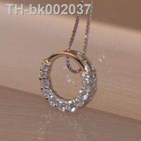 ✓► Hot Sale Promotion New Shiny Zircon Crystal Circle 925 Sterling Silver Womens Pendant Necklaces Jewelry Gift