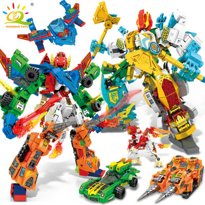 ใหม่ HUIQIBAO 4in1 Creative City อาวุธหุ่นยนต์ Man รุ่น Building Blocks Mecha รถอิฐชุดเด็ก DIY STEM ของเล่นเกมสำหรับชาย