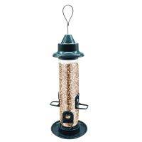 Classic Tube Feeder พร้อมพอร์ตให้อาหาร3พอร์ต Hard Plastic Outdoor Bird Feeder Weatherproof Water Resistant Clear Feeder