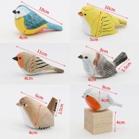 Small Wood Bird Statue Ornament Nordic Bird Figurine Art Handmade Carving Decoration Miniature Animals Crafts Children Gifts New