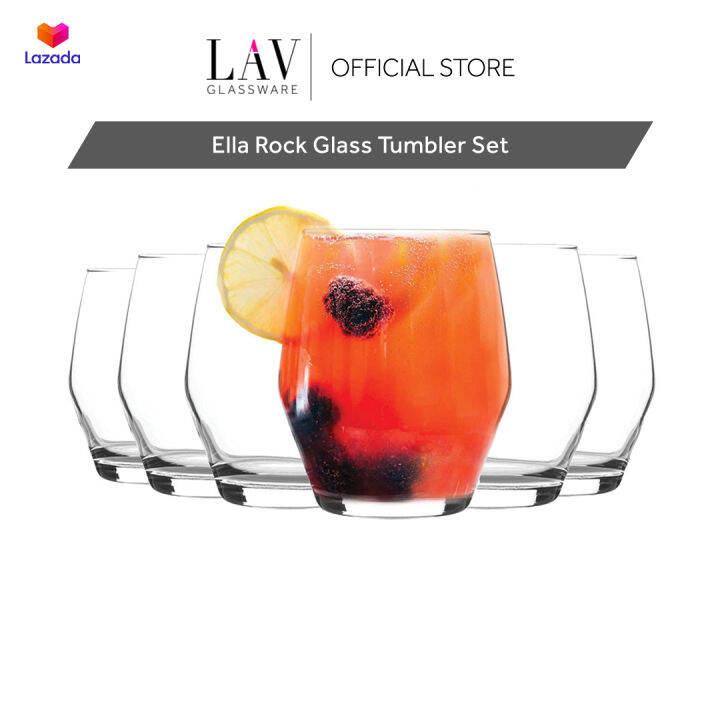 LAV 6Piece Rock Glass Tumbler Set (12 1/2 oz) Whiskey, Water, and