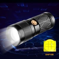 Torch Light Powerful ที่มีประสิทธิภาพ XHP100ไฟฉาย6LED โคมไฟพกพา Built-In แบตเตอรี่ยูเอสบีชาร์จได้ยุทธวิธีไฟฉายทำงานโคมไฟไฟท้าย