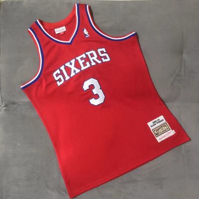 Top-quality Mens Basketball Jersey Philadelphia 76ers 3 Allen Iverson Red Mitchell Ness 2002-03 Hardwood Classics Jersey