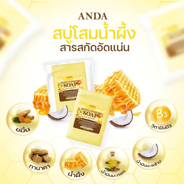 พร้อมส่ง-สบู่โสมน้ำผึ้ง-anda-โรคสะเก็ดเงิน-โรคผิวหนังคับ-กลากเกลื้อน-เชื้อรา-น้ำเหลืองเสีย-จบที่ก้อนเดียว-หายขาด